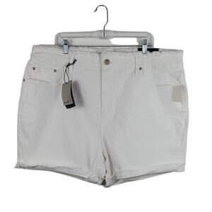 Seven7 Frayed Rolled Hem/Waist White Summer Trendy Bermuda Shorts 22W NWT